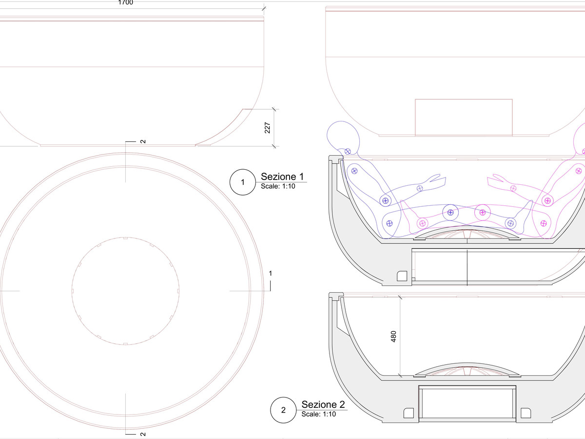 Technical drawing of eco-friendly hot tub design